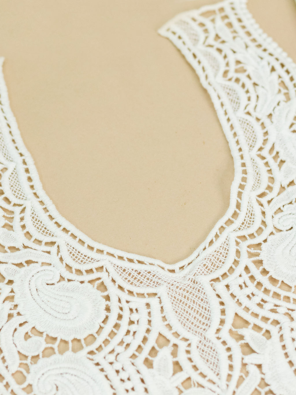 Ivory Heavy Embroidered Kurti Front Neck Panel with Paisley Thread Work