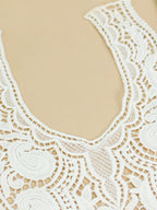 Ivory Heavy Embroidered Kurti Front Neck Panel with Paisley Thread Work