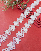 GPO Lace - Heart Motifs on Chevron Pattern (Width - 2 Inch)