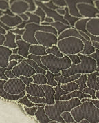 Net Lace - Off White Roses Embroidered on Black Net Lace (Width - 6 inch)