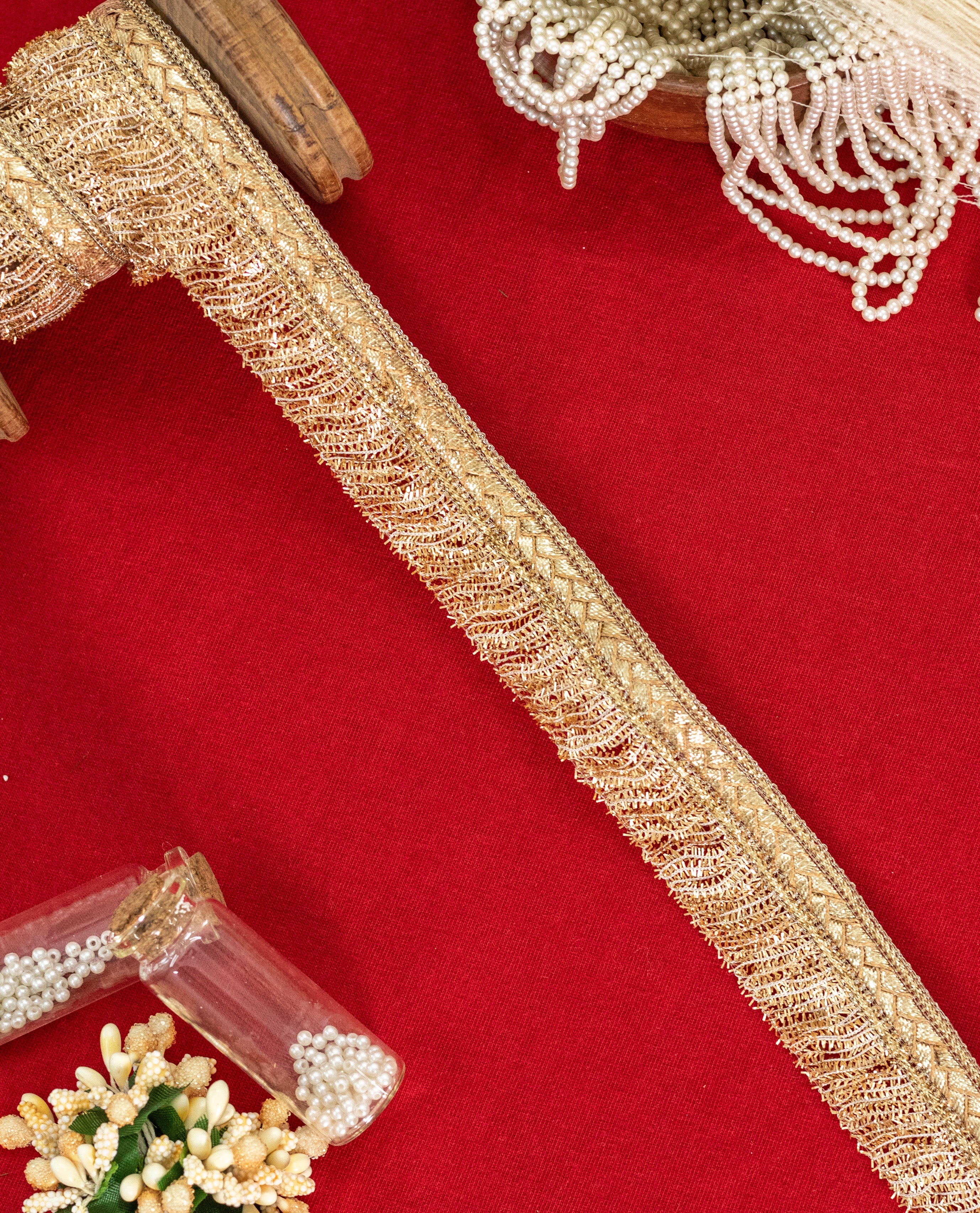 Gold Lace - Gold and Silver Fringe (Width - 1.25 inch)