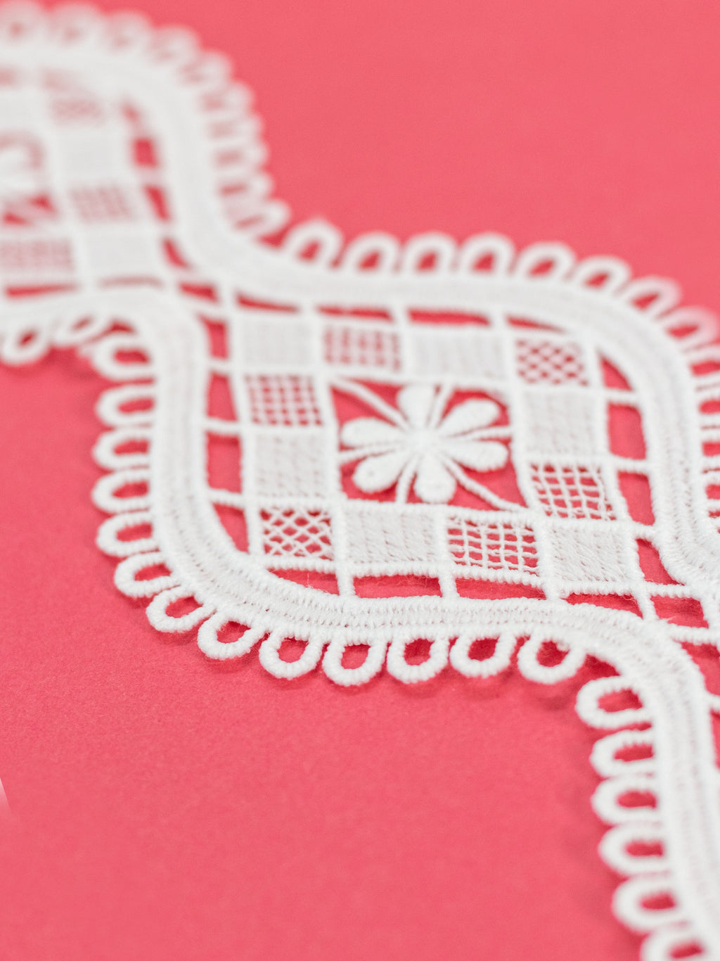 GPO Lace - Diamond Check & Curved Scallop Pattern (Width - 2.5 Inch)