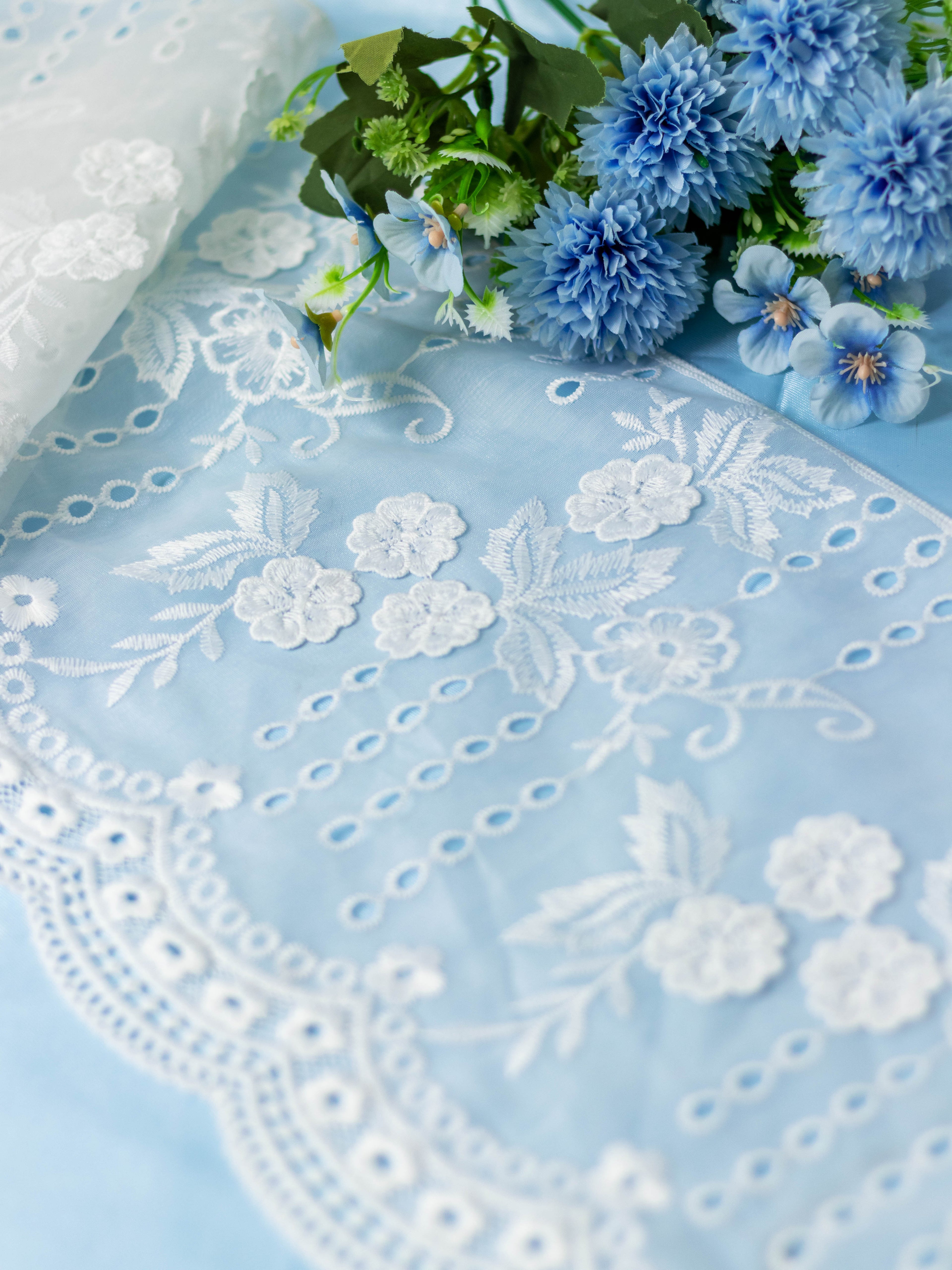 Net Lace - 3D Flower Georgette Broad Lace (Width - 10)