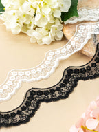 Organza Lace - Embroidered Waves on Organza (Width - 2 inch)