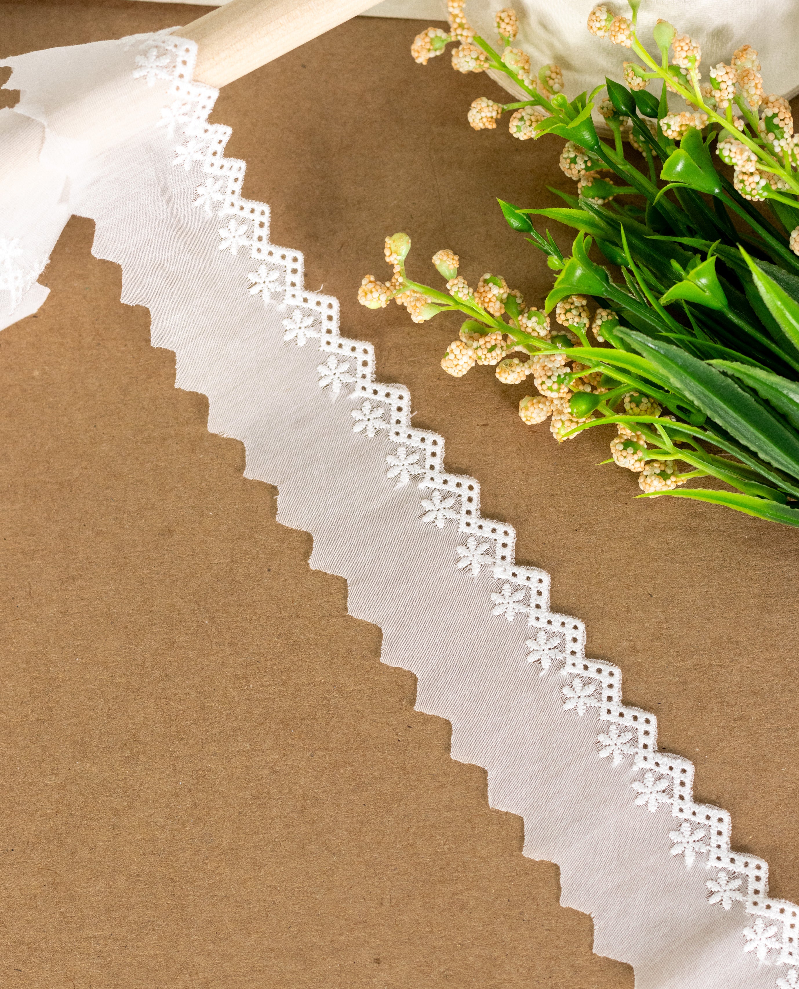 Cotton Lace - Small ZIgZag Edging Cambric Hakoba Lace (Width - 1.5 inch )