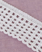 Crochet Lace - White Semi Crochet Mesh Lace Border Trim for Dresses, Kurtis & DIY Crafts (Width - 1.5 inch)