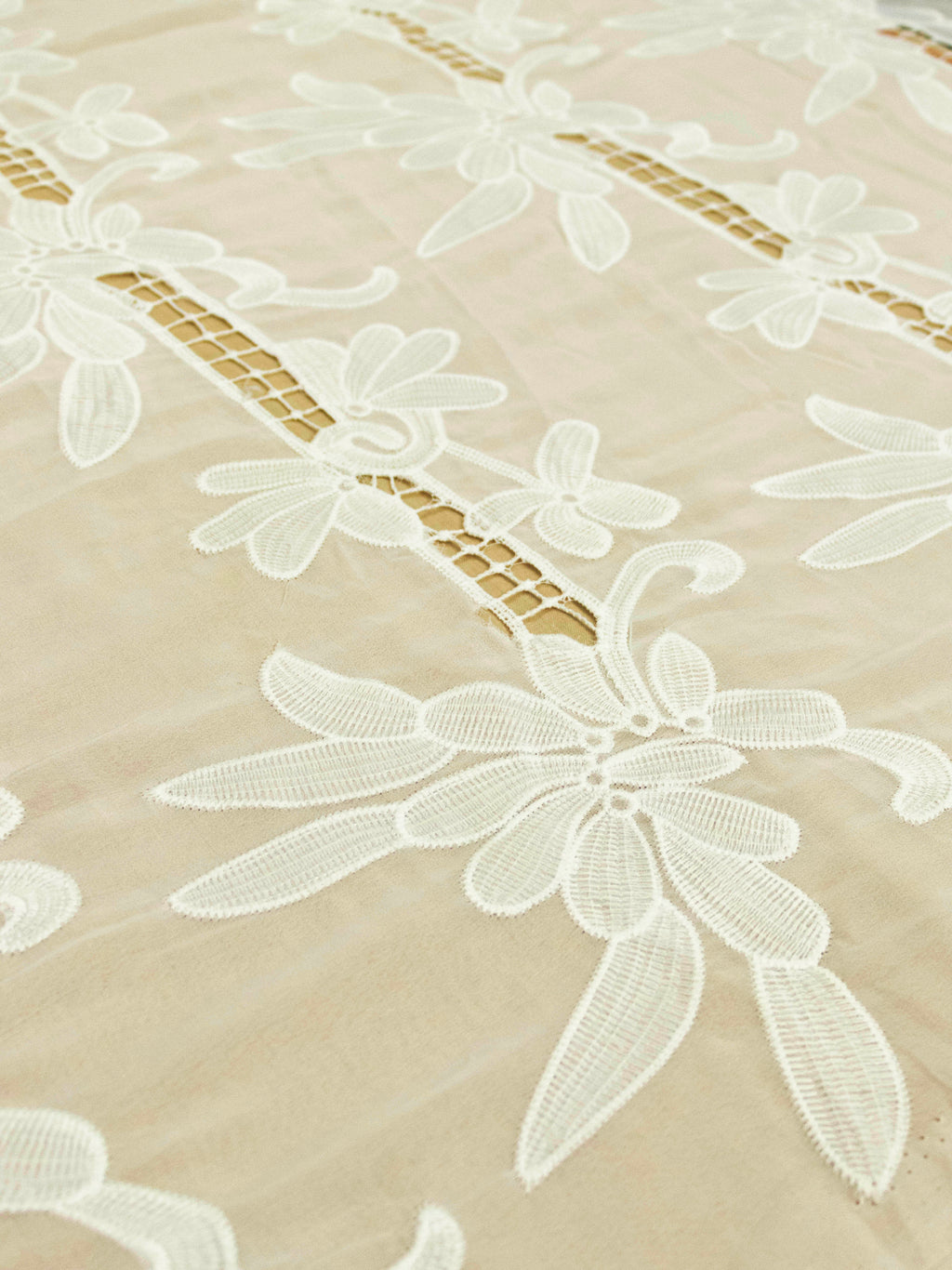 Lace Fabric - Embroidered Cutwork Georgette Fabric (Width - 60 inch)
