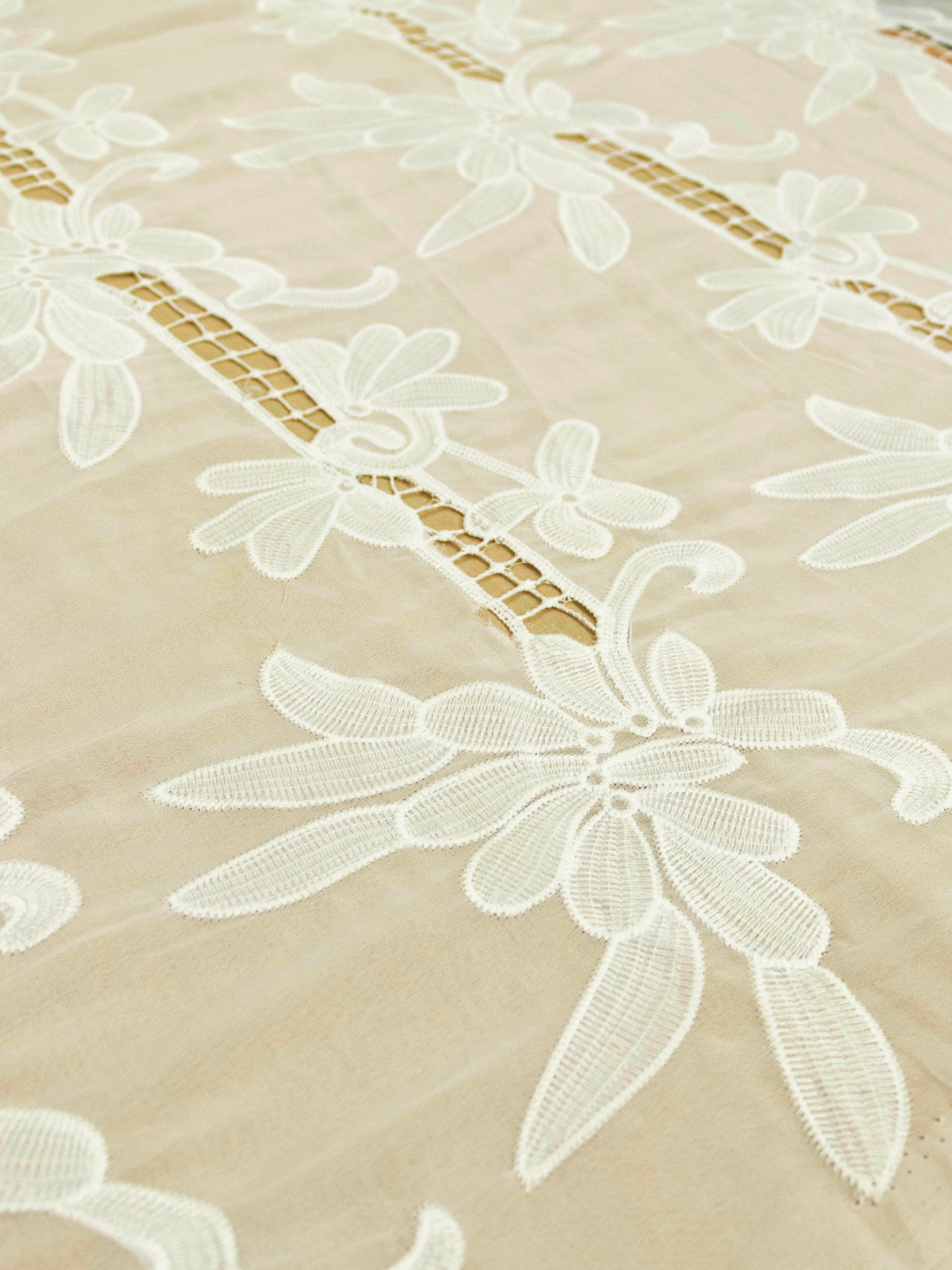 Lace Fabric - Embroidered Cutwork Georgette Fabric (Width - 60 inch)