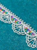 GPO Lace - Rainbow Sequin Floral Scallop Edging (Width - 1 Inch)