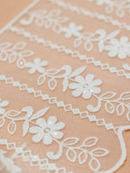 Net Lace - Vertical lines Embroidered net lace with sequins (Width - 7 inch)
