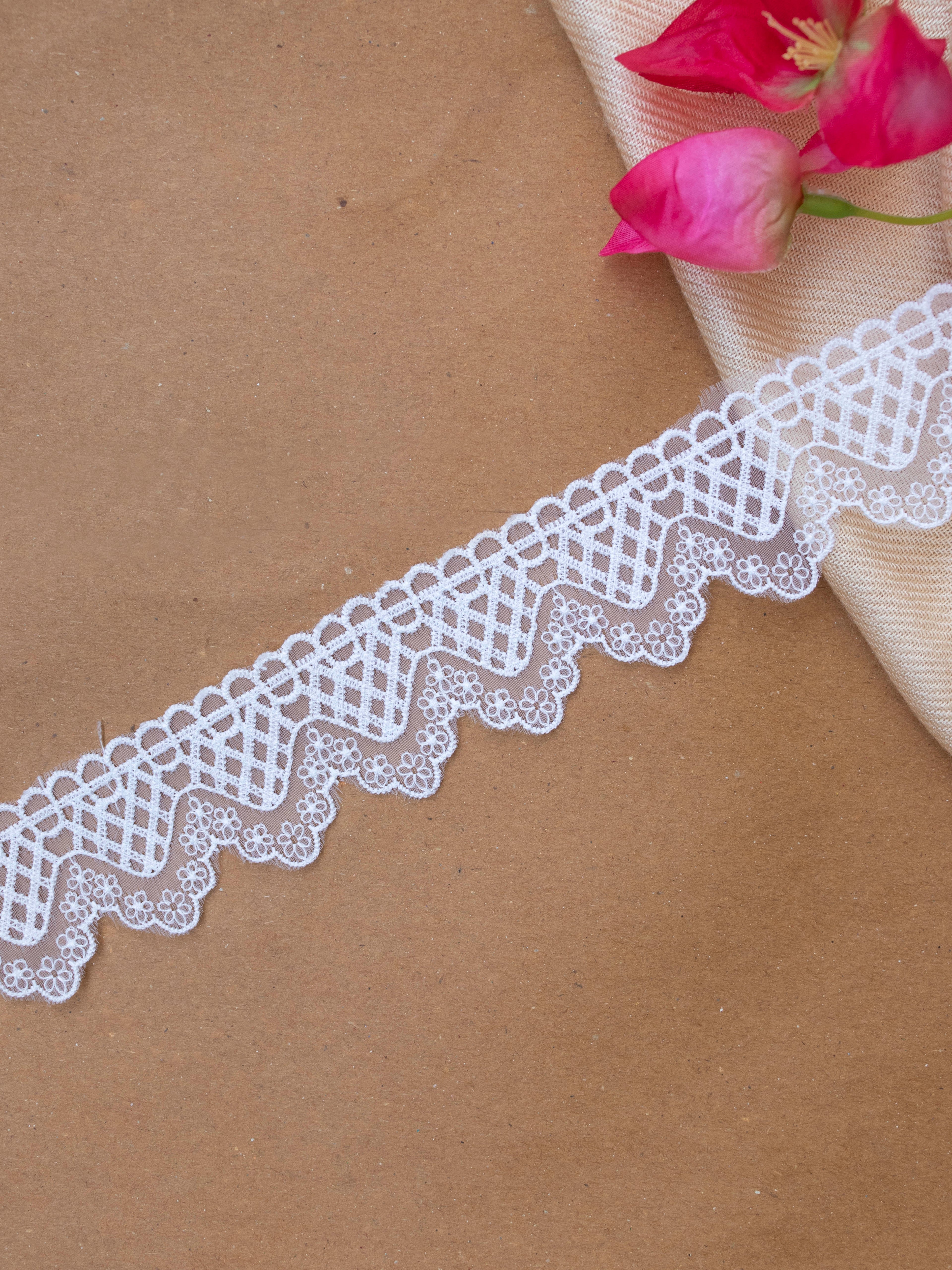 Organza Lace - Geometrical Organza Border (Width - 1.5 inch )