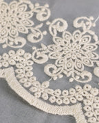 Organza Lace - Ivory Floral Cotton Thread Organza Lace Border (Width - 4 inch)