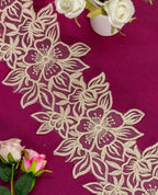 Gold Lace - Dull Gold Floral Embroidered Net Lace Border (Width -