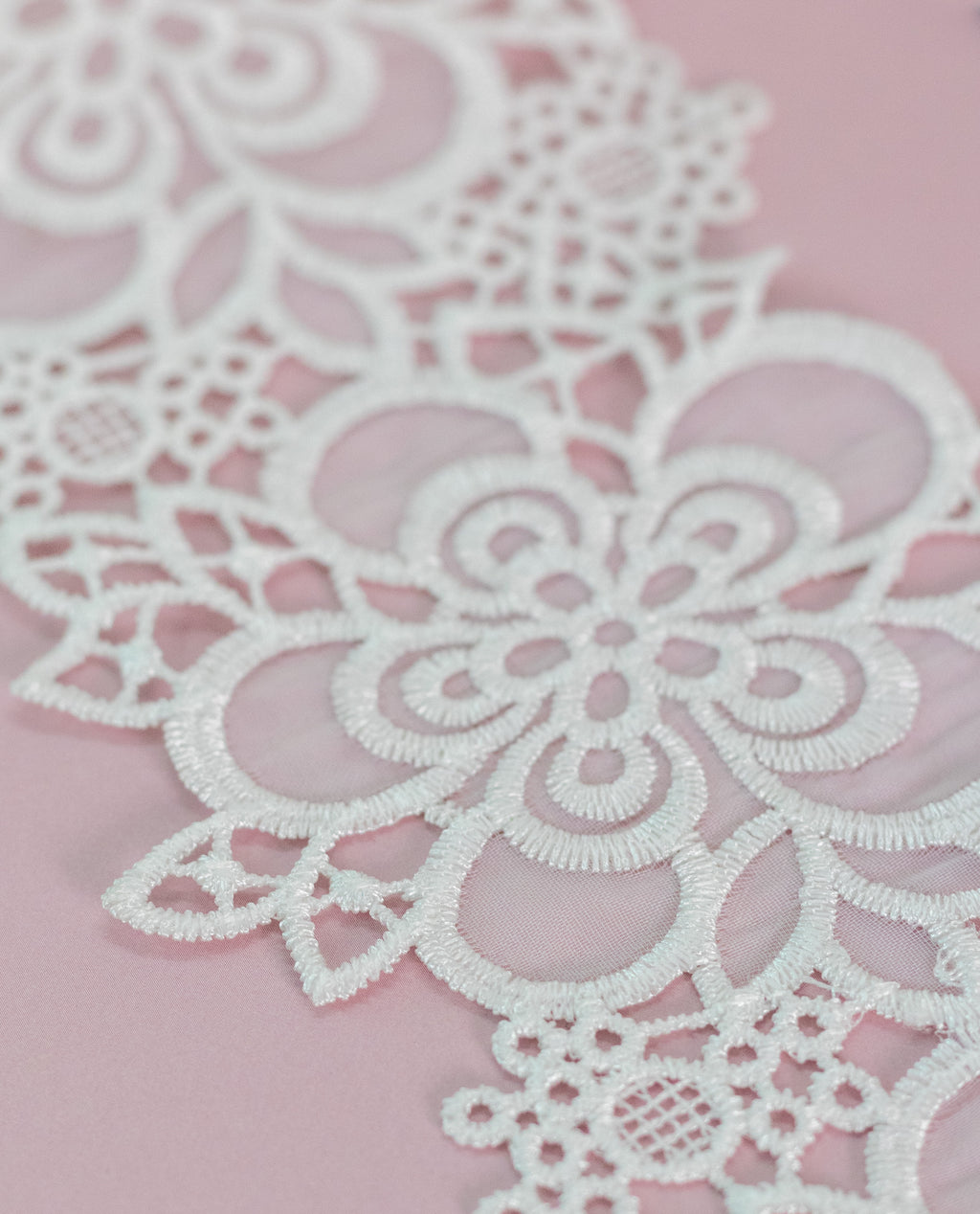 Organza Lace - Cutwork Floral motifs organza lace (Width - 3.5 inch)