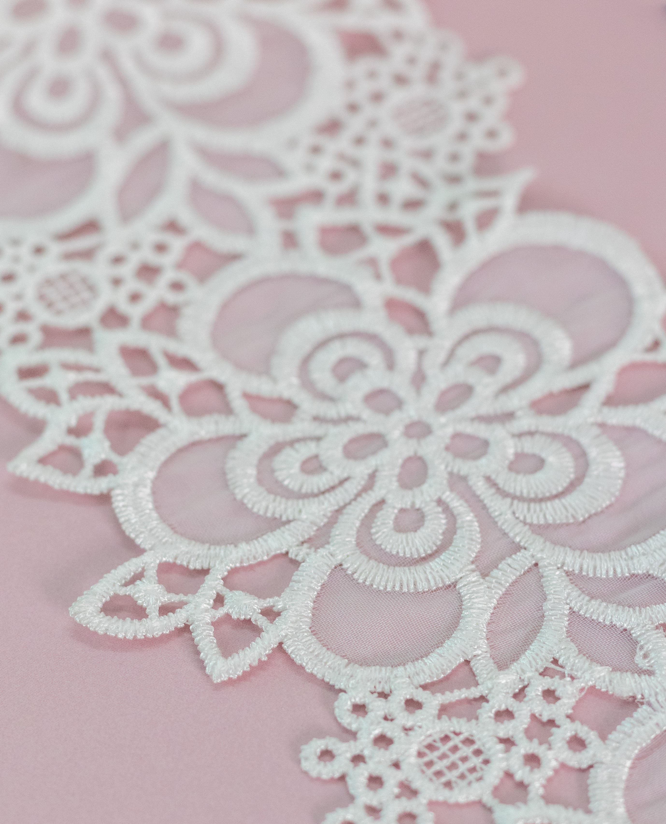 Organza Lace - Cutwork Floral motifs organza lace (Width - 3.5 inch)
