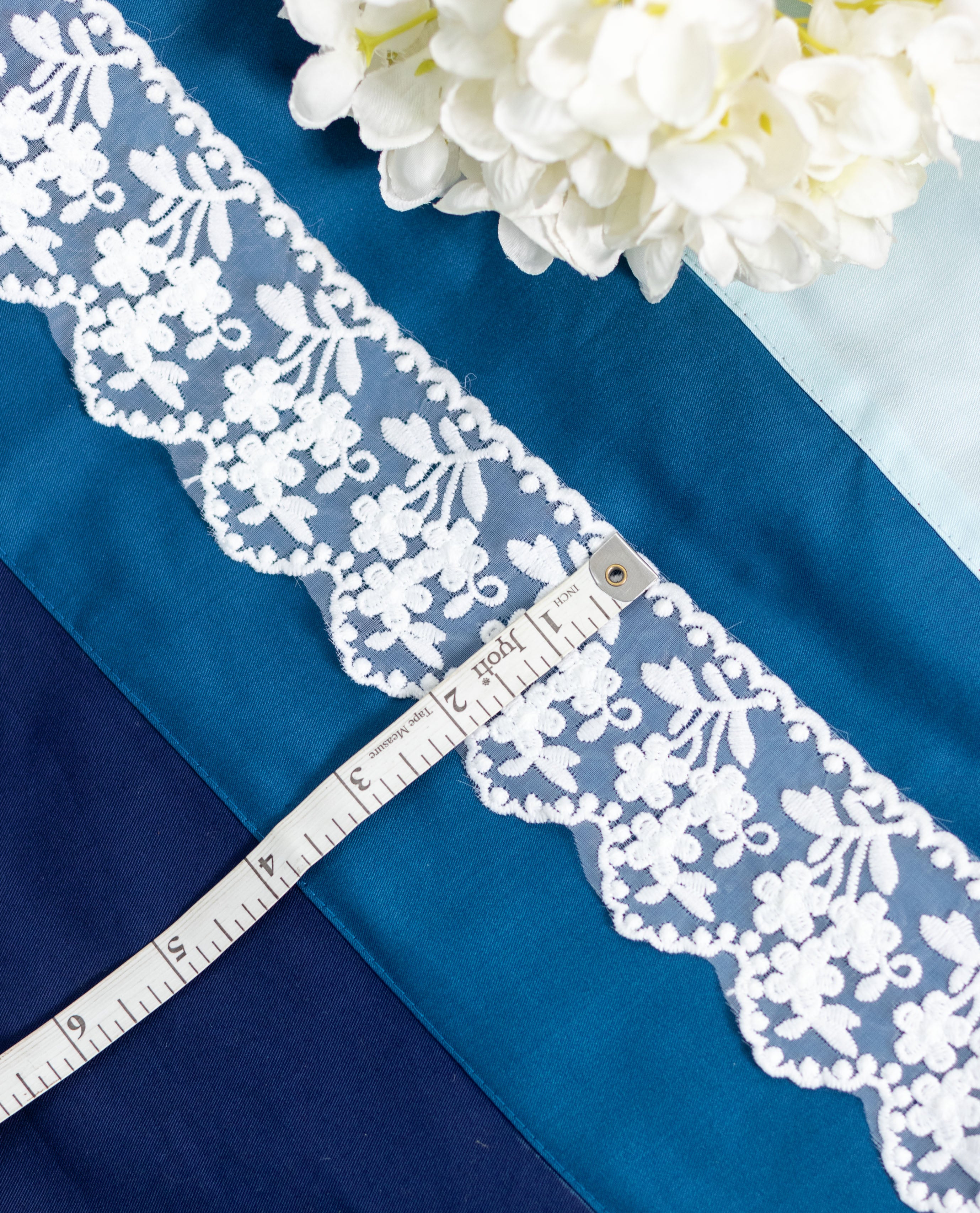 Organza Lace - Floral Bunch on Organza (Width - 2 inch)