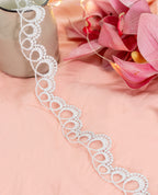 Silver Lace - Silver Swirls on net (Width - 1 inch)