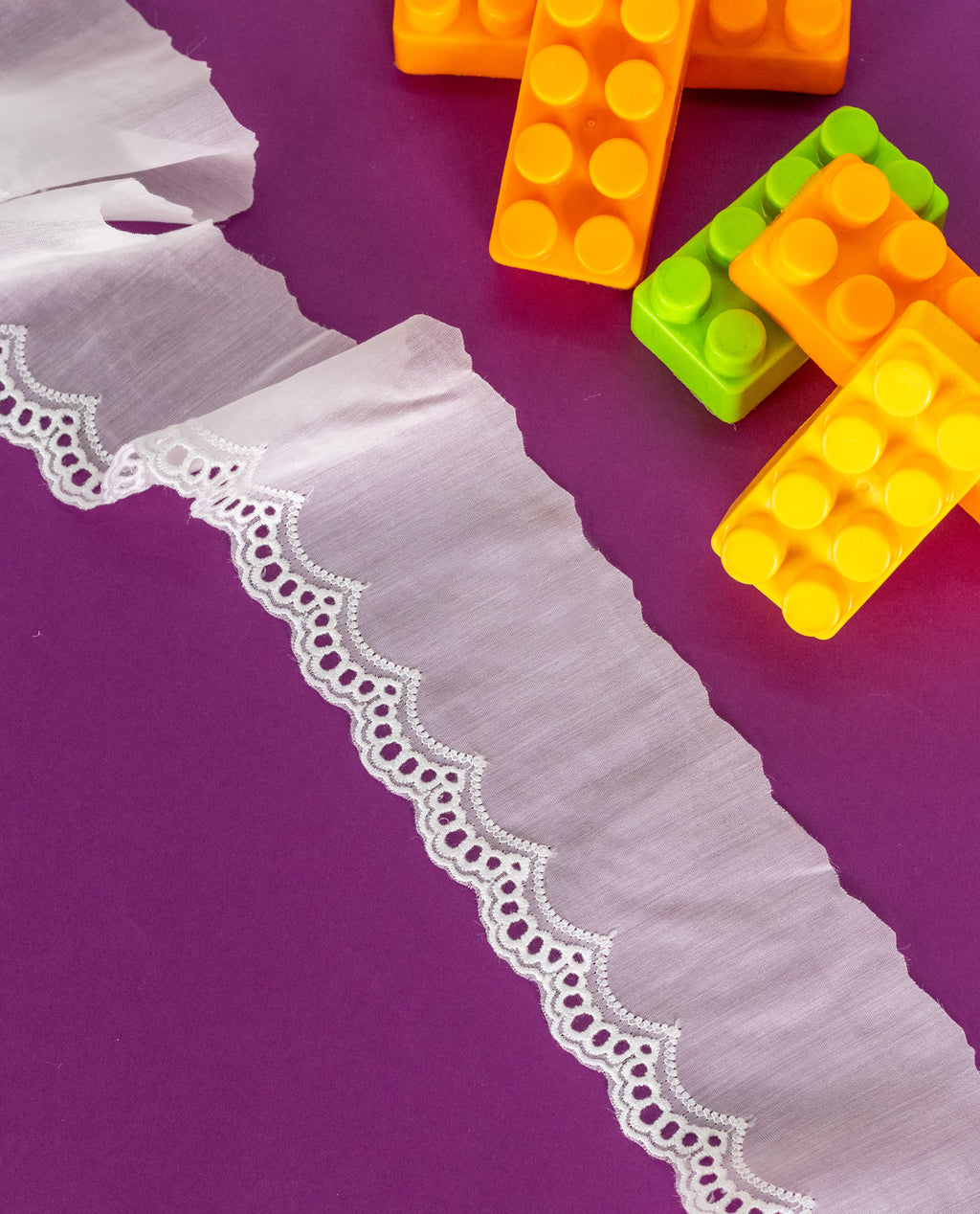 Cotton Lace - Scalloped Edge Cambric Hakoba Lace (Width - 3 inch)