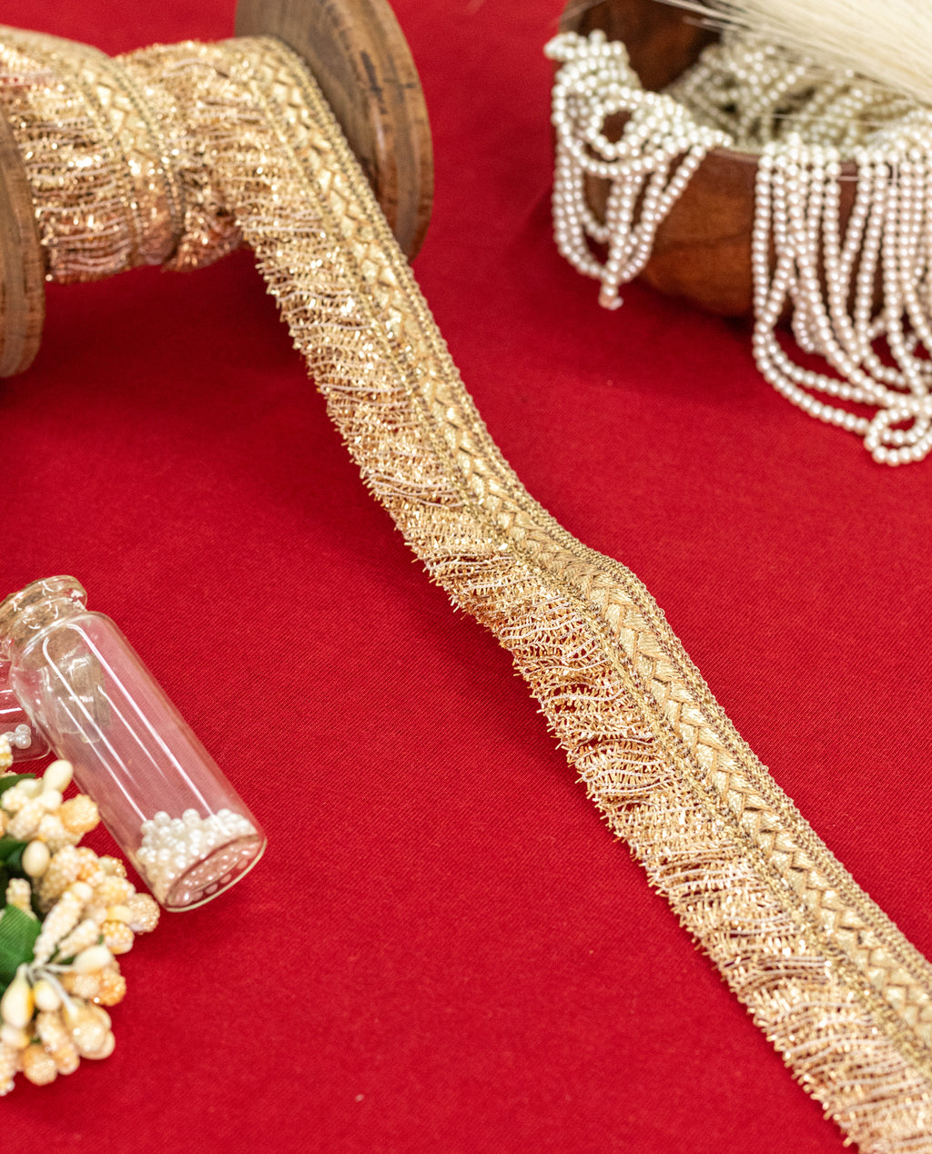Gold Lace - Gold and Silver Fringe (Width - 1.25 inch)