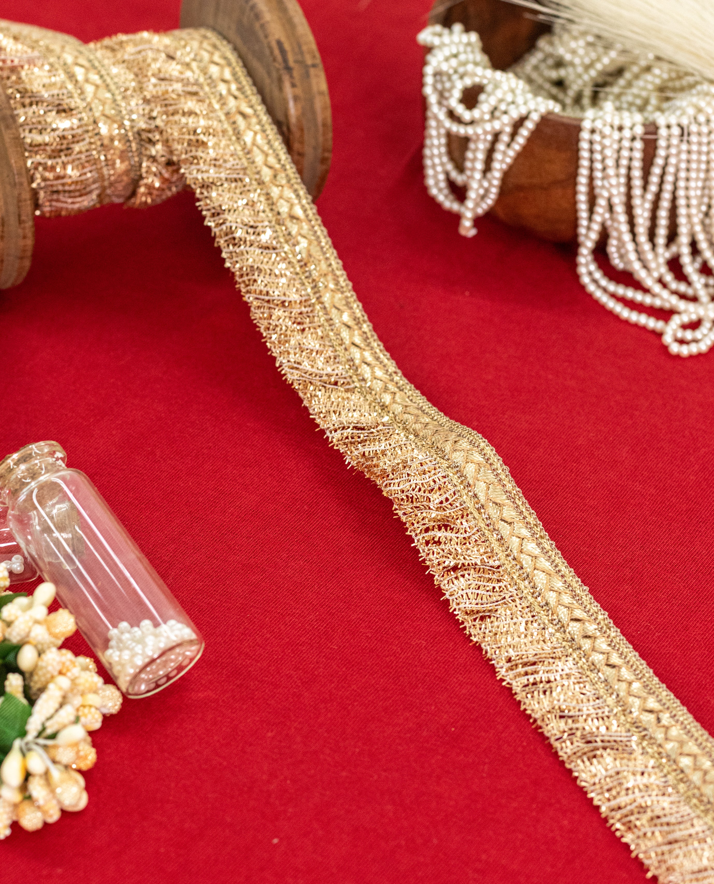 Gold Lace - Gold and Silver Fringe (Width - 1.25 inch)