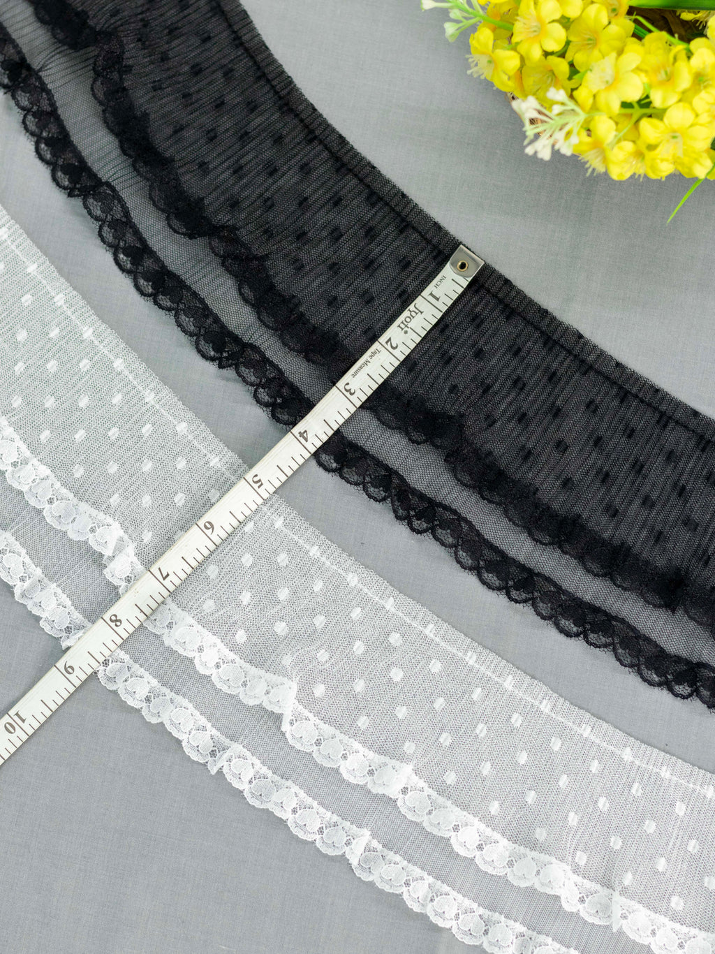 Net Lace - Double Layered Frill Lace ( (Width - 4 inch)