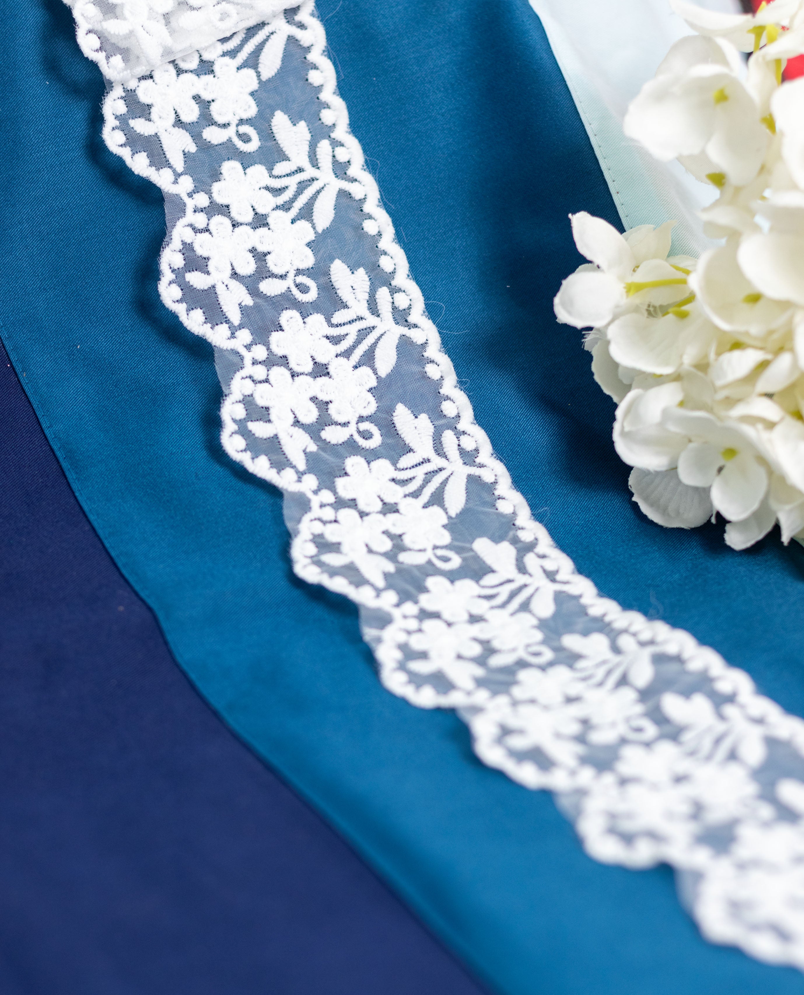 Organza Lace - Floral Bunch on Organza (Width - 2 inch)