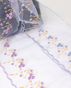 Organza Lace - Multicolour Embroidered Broad Organza Lace (Width - 8.5 inch)