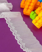 Cotton Lace - Scalloped Edge Cambric Hakoba Lace (Width - 3 inch)