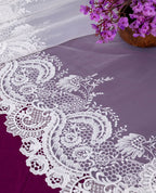Organza Lace - Royal White Floral Organza Embroidered Lace Border (Width - 13 inch)